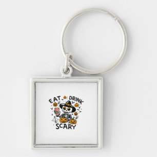 Eat Drink And Be Scary Halloween Pumpkin Miniature Keychain