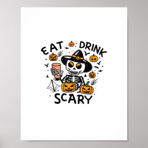 Eat Drink And Be Scary Halloween Pumpkin Miniature Poster