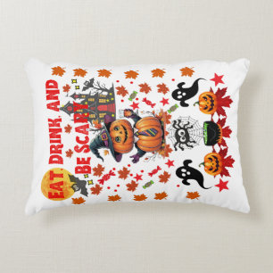 Eat, drink, and be scary halloween pumpkin party accent pillow