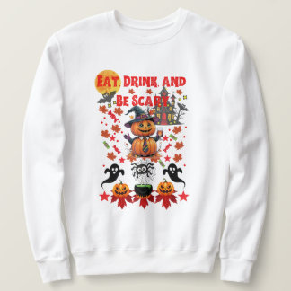 Eat, drink, and be scary halloween pumpkin party sweatshirt