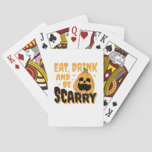 Eat Drink And Be Scary Halloween Pumpkin Vintage G Playing Cards