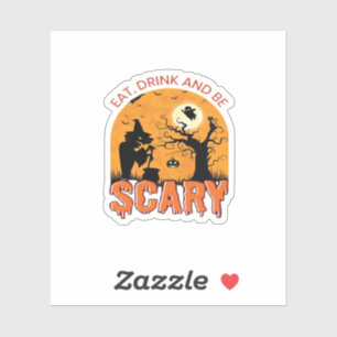 Eat Drink And Be Scary Halloween Scene Vintage Gra