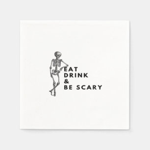 Eat Drink And Be Scary Halloween Skeleton Vintage  Napkin