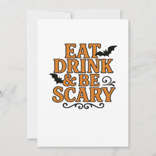 Eat Drink And Be Scary Halloween Vintage Graphic Holiday Card