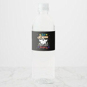 Eat Drink And Be Scary Happy Halloween Day Water Bottle Label