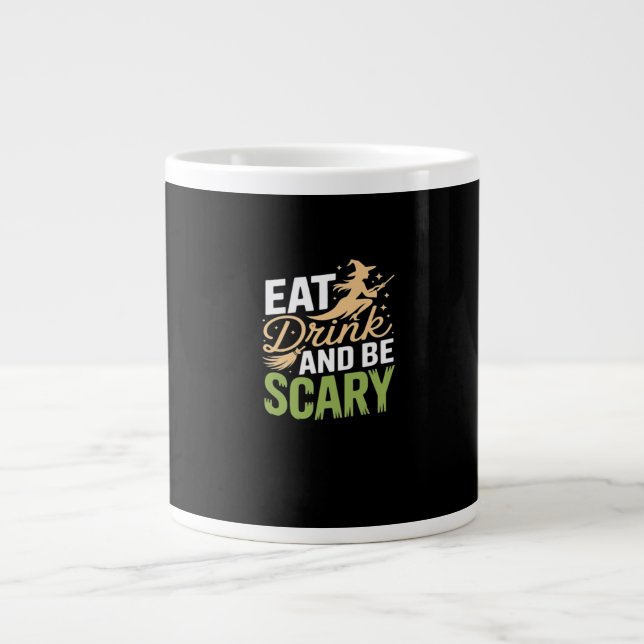 Eat Drink And Be Scary Minimal Clean Large Coffee Mug (Front)