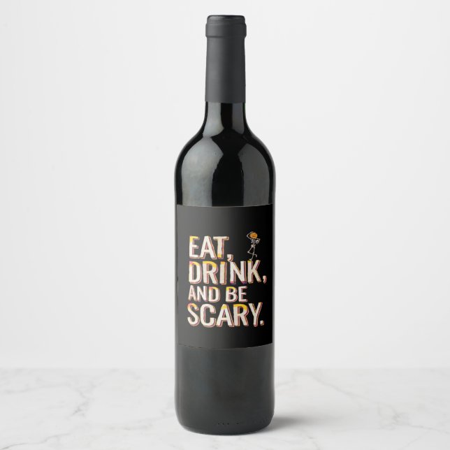 Eat Drink And Be Scary Minimal Clean Wine Label (Front)