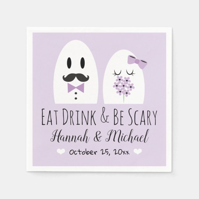 Eat Drink and Be Scary Napkins Ghost Wedding (Front)