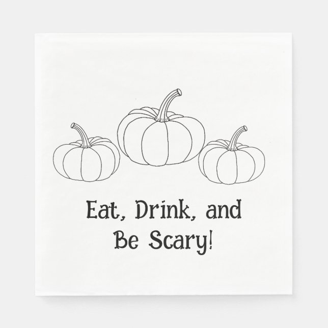 Eat, Drink, and Be Scary! Pumpkin Halloween Napkin (Front)
