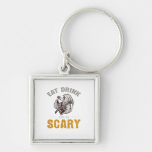 Eat Drink And Be Scary Reaper Minimal Clean Keychain