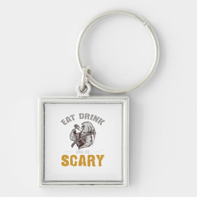 Eat Drink And Be Scary Reaper Minimal Clean Keychain (Front)
