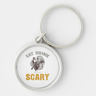 Eat Drink And Be Scary Reaper Minimal Clean Keychain