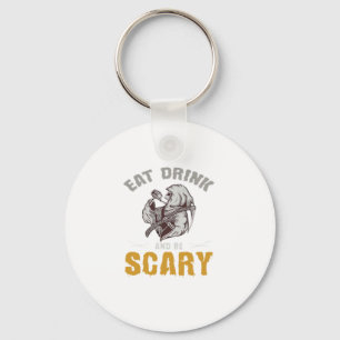 Eat Drink And Be Scary Reaper Minimal Clean Keychain
