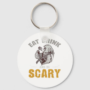 Eat Drink And Be Scary Reaper Minimal Clean Keychain
