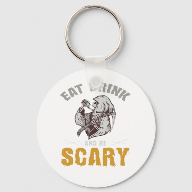 Eat Drink And Be Scary Reaper Minimal Clean Keychain (Front)