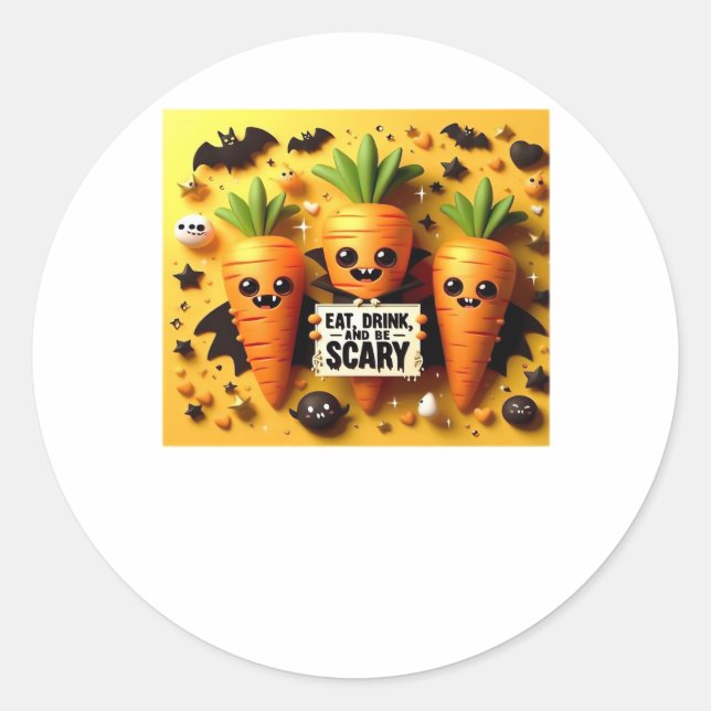 Eat Drink And Be Scary Retro Classic Classic Round Sticker (Front)