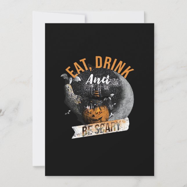 Eat Drink And Be Scary Retro Classic Holiday Card (Front)