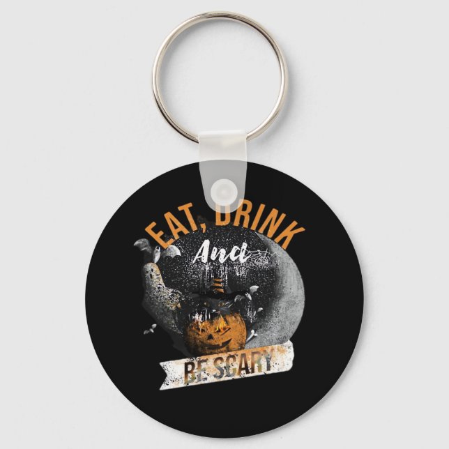 Eat Drink And Be Scary Retro Classic Keychain (Front)