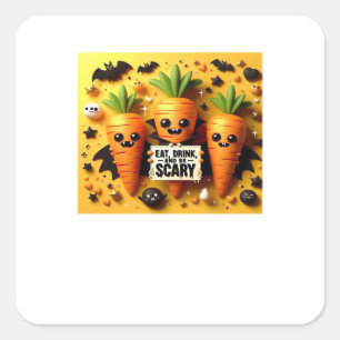 Eat Drink And Be Scary Retro Classic Square Sticker