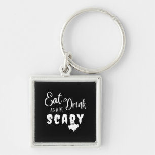 Eat Drink And Be Scary Retro Graphic Keychain
