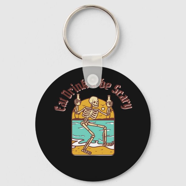 Eat Drink And Be Scary Simple Clean Keychain (Front)