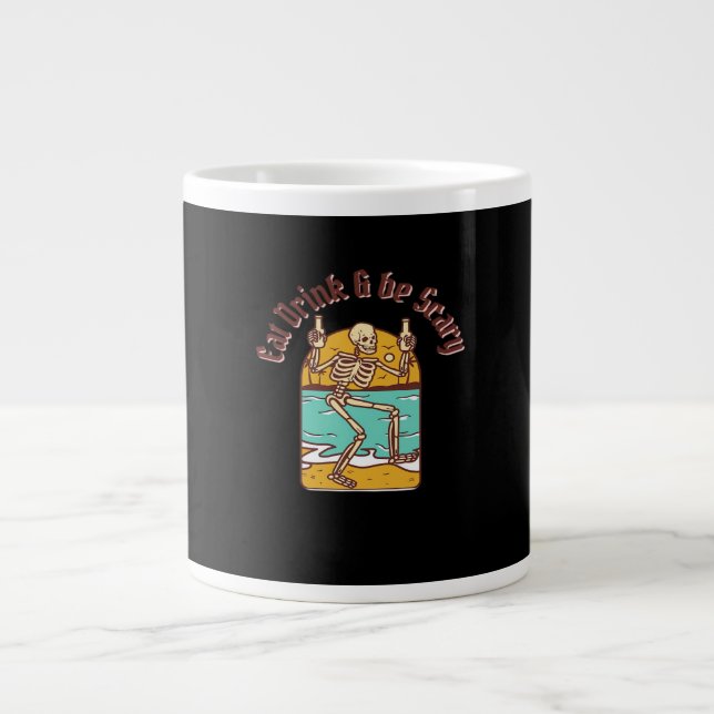 Eat Drink And Be Scary Simple Clean Large Coffee Mug (Front)