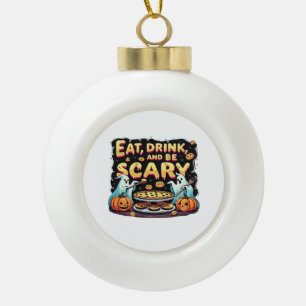 Eat Drink And Be Scary Spooky Bakery Halloween Coo Ceramic Ball Christmas Ornament