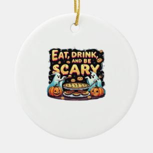 Eat Drink And Be Scary Spooky Bakery Halloween Coo Ceramic Ornament