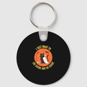 Eat Drink And Be Scary Spooky Cat Halloween Keychain