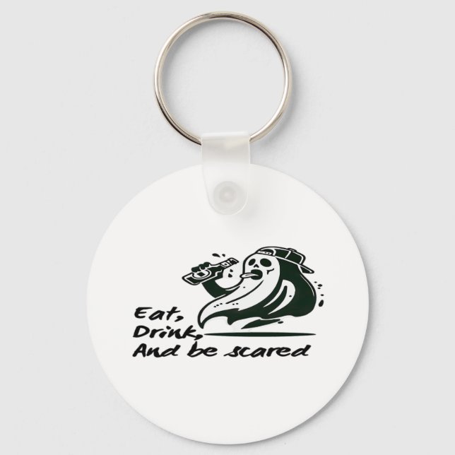 Eat Drink And Be Scary Spooky Club Cool Unique Keychain (Front)