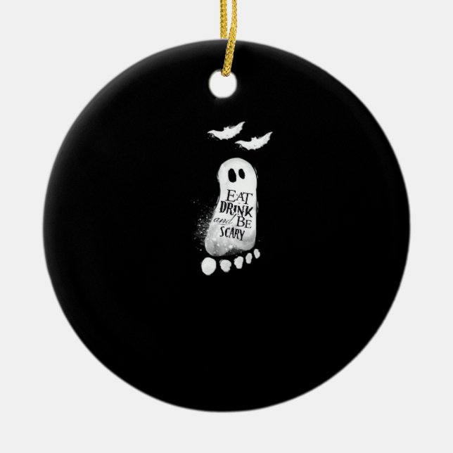 Eat Drink And Be Scary Trendy Graphic Ceramic Ornament (Front)