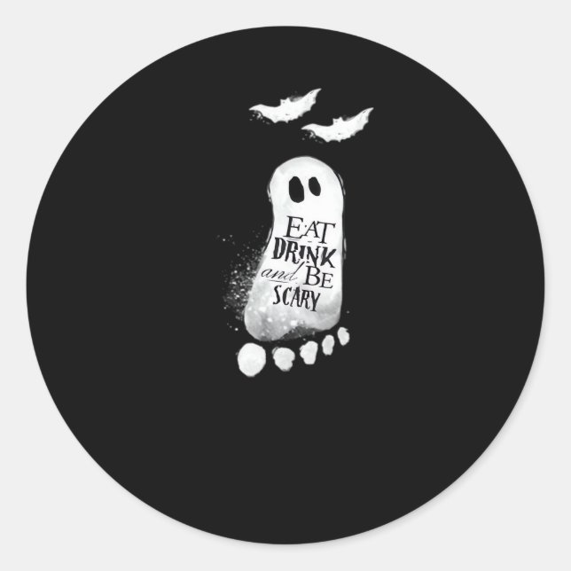Eat Drink And Be Scary Trendy Graphic Classic Round Sticker (Front)