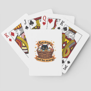 Eat Drink And Be Scary Trick Or Treat Basket Hallo Playing Cards