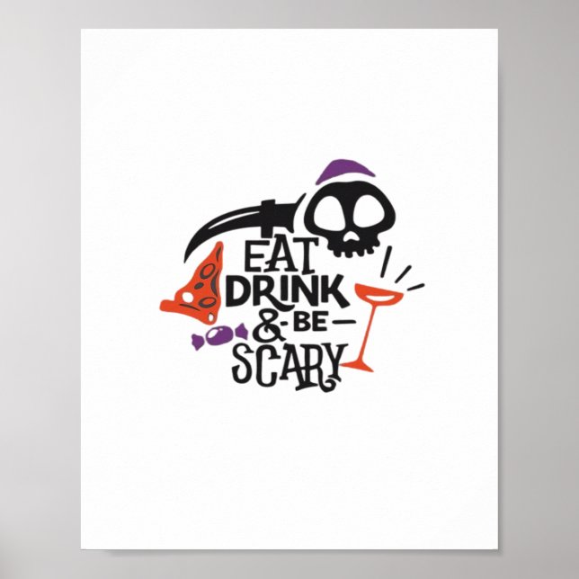 Eat Drink And Be Scary Vintage Graphic Poster (Front)