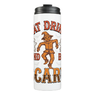 Eat Drink And Be Scary Vintage Halloween Shirt Des Thermal Tumbler