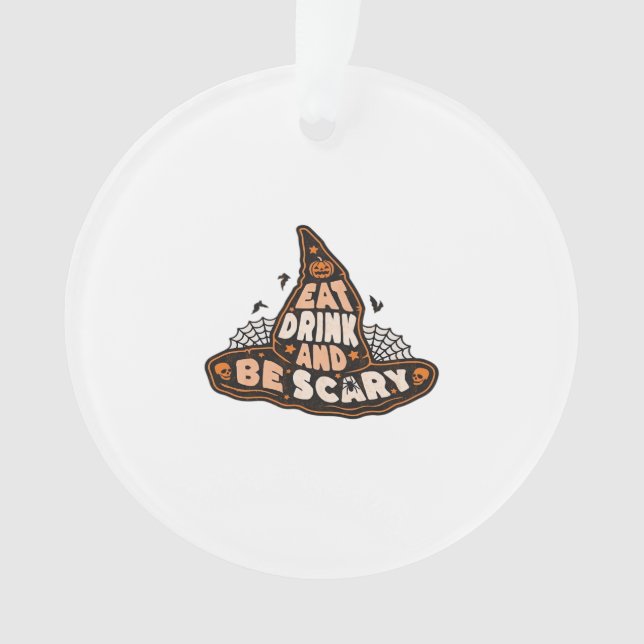 Eat Drink And Be Scary Witch Hat Aesthetic Casual (devant)