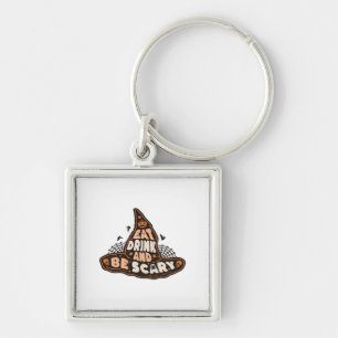 Eat Drink And Be Scary Witch Hat Aesthetic Casual Keychain