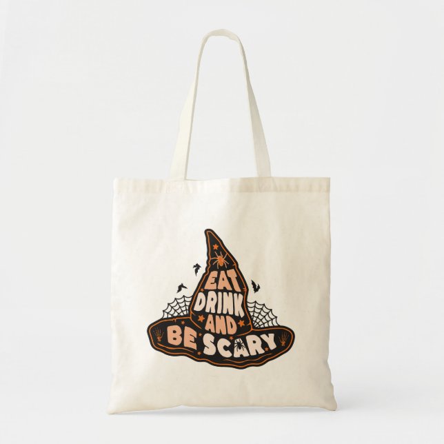 Eat Drink and Be Scary – Witch Hat Tote Bag (Front)