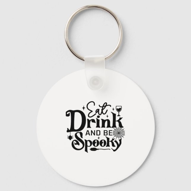 Eat Drink And Be Spooky Retro Classic Keychain (Front)