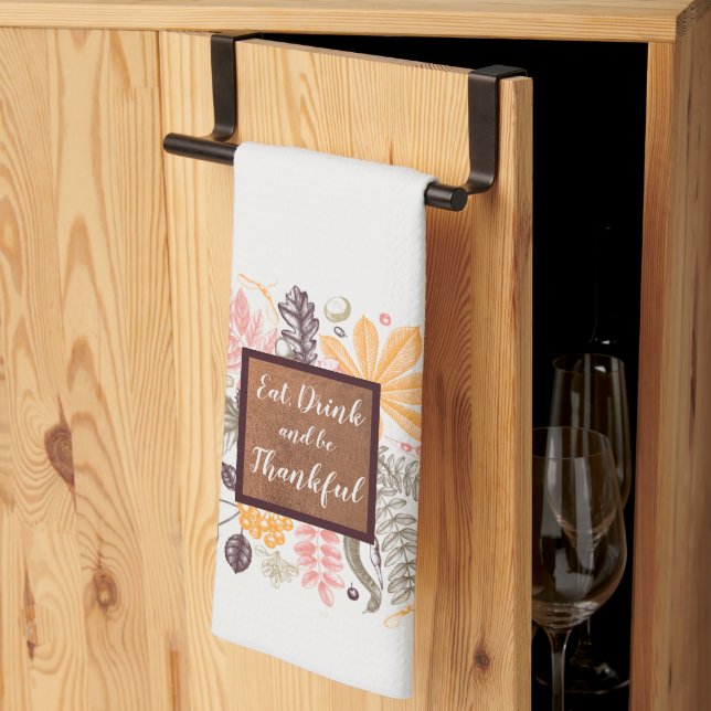 Eat Drink and be Thankful Kitchen Towel (Thirds Fold)