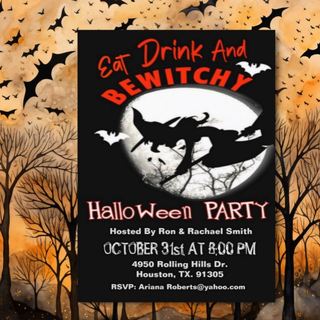 Eat Drink And Bewitchy Halloween Party Invitation (Creator Uploaded)