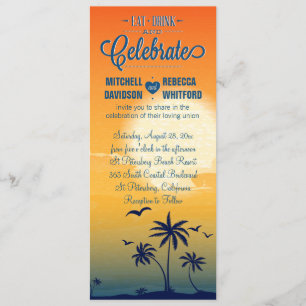 Eat Drink and Celebrate Summer Sunset Wedding Invitation