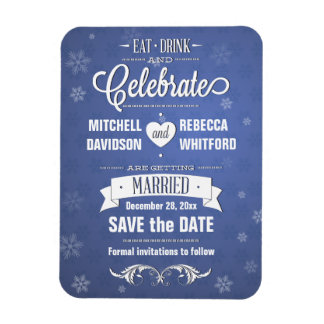 Eat Drink and Celebrate Winter Blue Save the Date Magnet