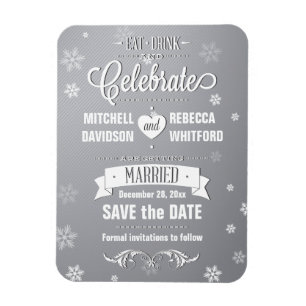 Eat Drink and Celebrate Winter Grey Save the Date Magnet
