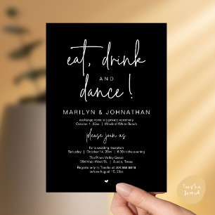 Eat, Drink and Dance, Modern Wedding Reception Invitation