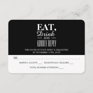 Eat, Drink and Kindly Reply Wedding RSVP Card