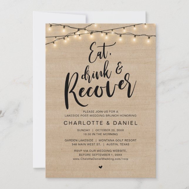 Eat, Drink and Recover, The Morning After Brunch Invitation (Front)