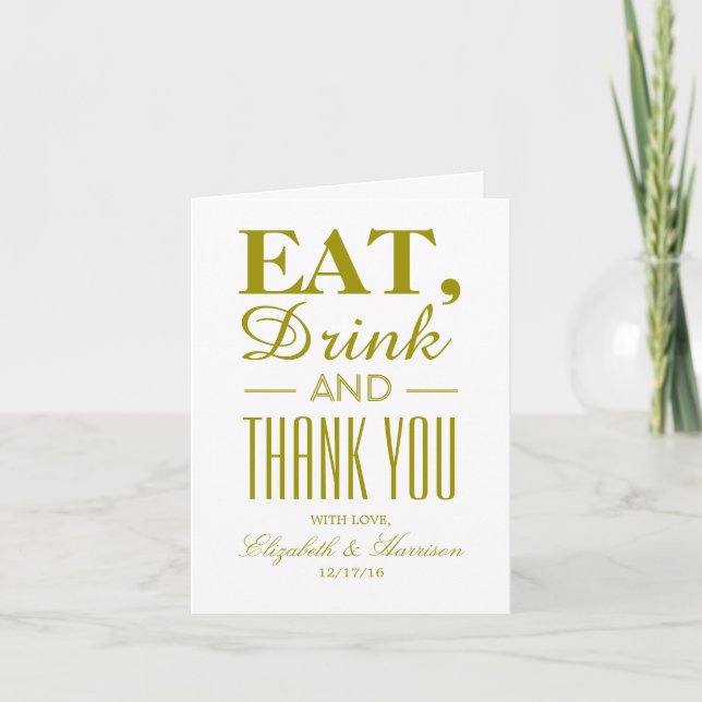 Eat, Drink and Thank You Gold Card (Front)