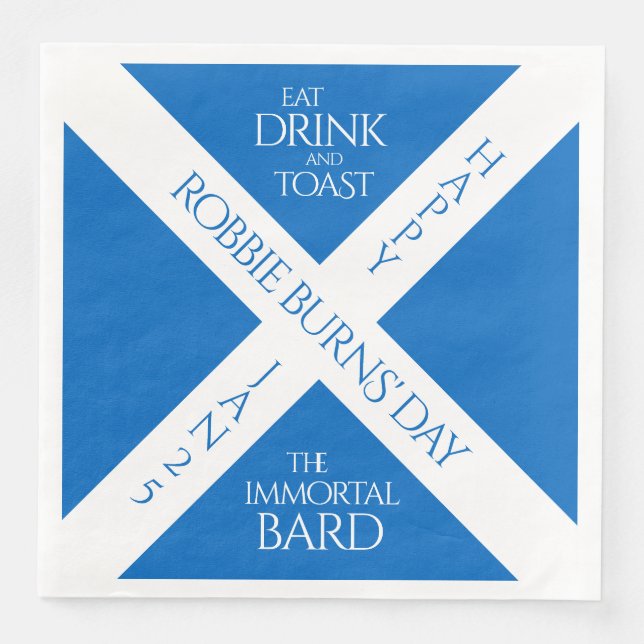 Eat Drink and Toast Robbie Burns Scottish Flag Napkin (Front)