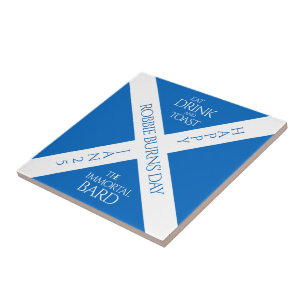 Eat Drink and Toast Robbie Burns Scottish Flag Tile